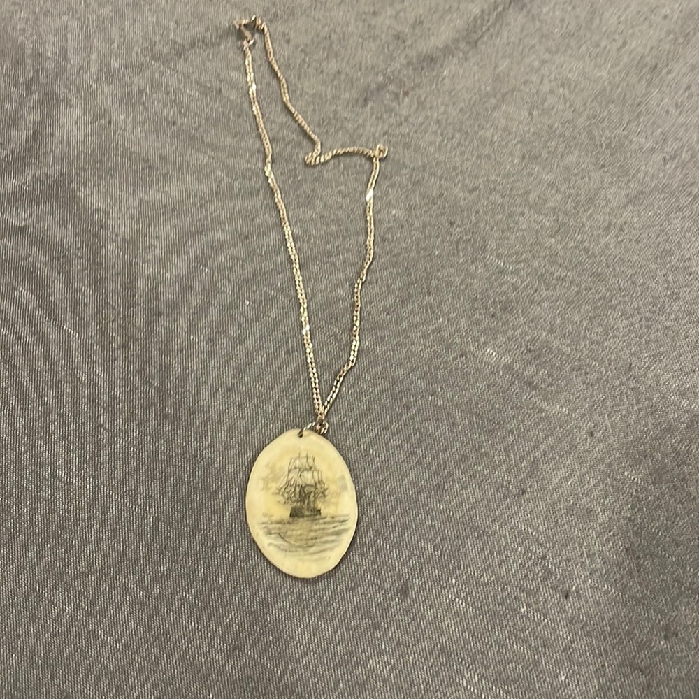 Antique scrimshaw necklace